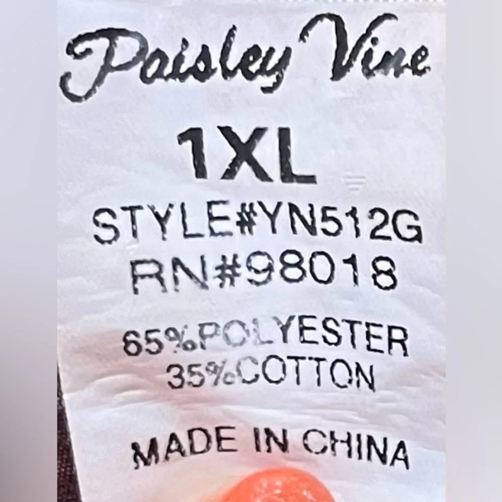 Paisley Vine Swing Tunic Cinnamon size 1X - Picture 10 of 10